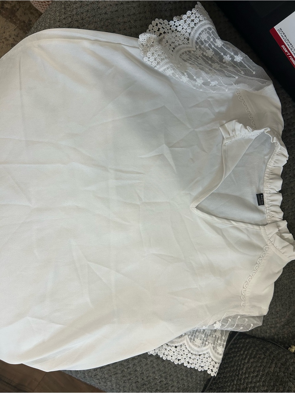 SHEIN White Lace Sleeve Blouse